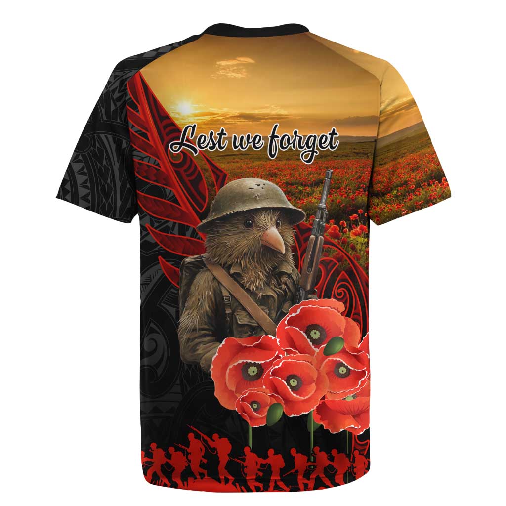 Maori Kiwi Soldier Fern Tattoo ANZAC Day Rugby Jersey Lest We Forget