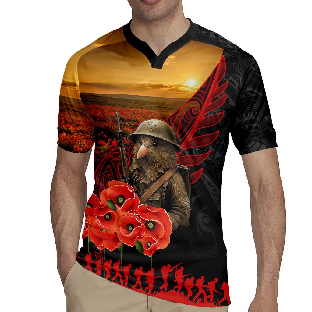 Maori Kiwi Soldier Fern Tattoo ANZAC Day Rugby Jersey Lest We Forget