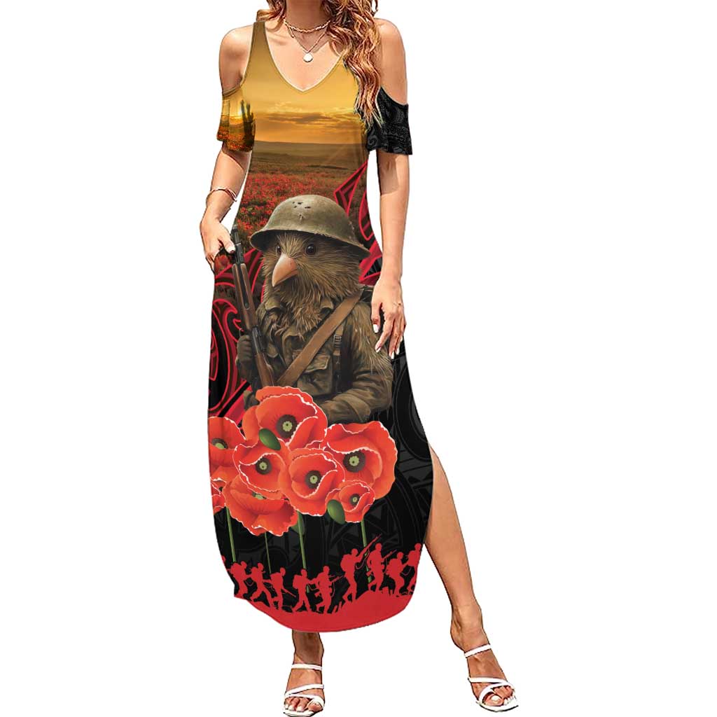 Maori Kiwi Soldier Fern Tattoo ANZAC Day Summer Maxi Dress Lest We Forget