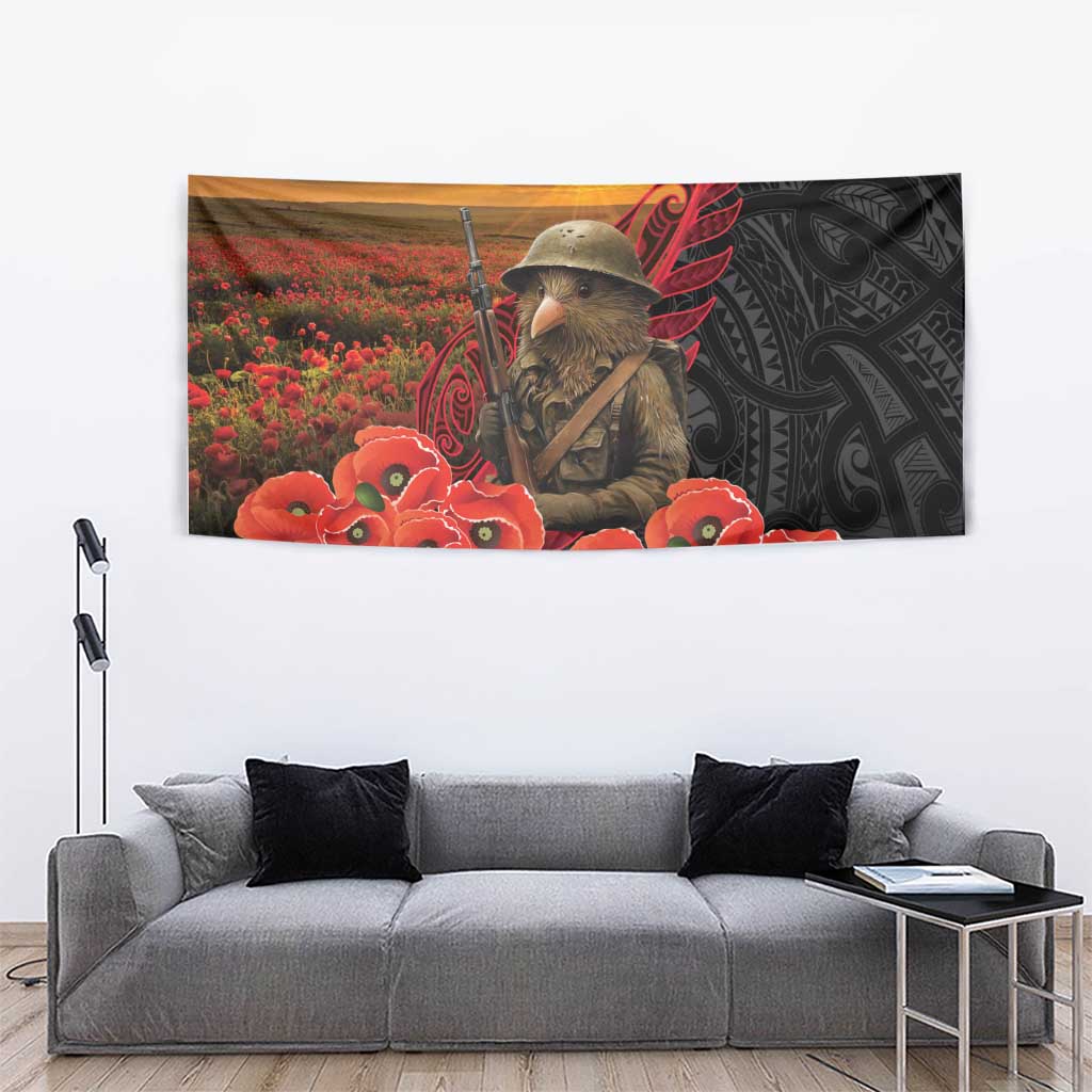 Maori Kiwi Soldier Fern Tattoo ANZAC Day Tapestry Lest We Forget