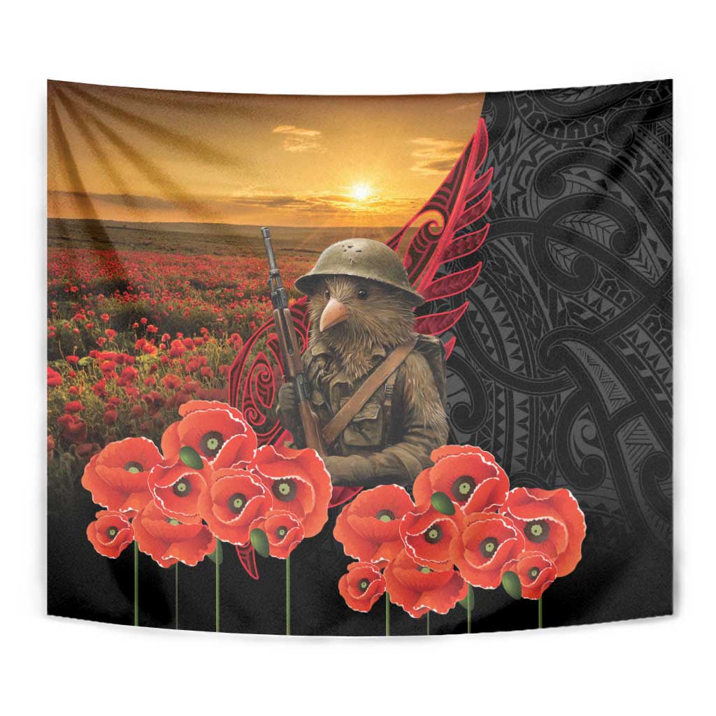 Maori Kiwi Soldier Fern Tattoo ANZAC Day Tapestry Lest We Forget