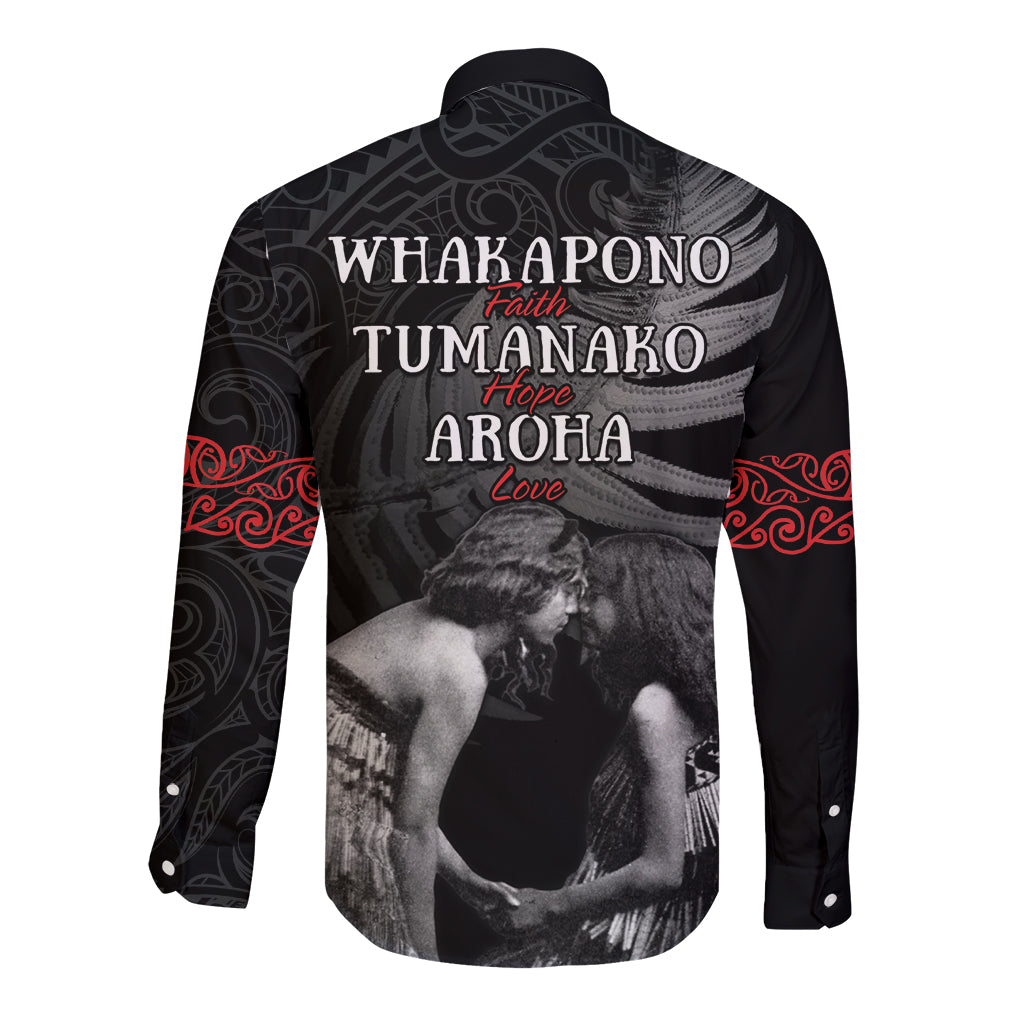 New Zealand Mother's Day Long Sleeve Button Shirt Maori Hongi Aroha Ahau Ki A Koe Mama