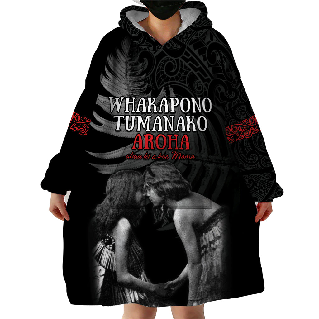 New Zealand Mother's Day Wearable Blanket Hoodie Maori Hongi Aroha Ahau Ki A Koe Mama
