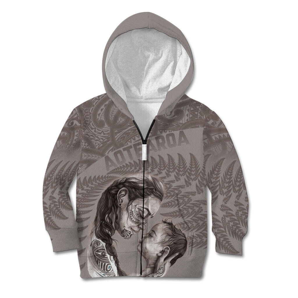 New Zealand Mother's Day Kid Hoodie Maori Mo Toku Mama Silver Fern