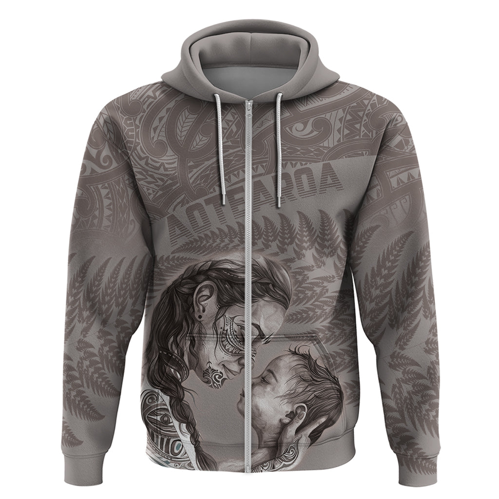 New Zealand Mother's Day Zip Hoodie Maori Mo Toku Mama Silver Fern