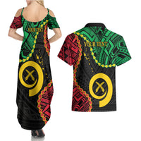 Personalised Vanuatu 44th Anniversary Couples Matching Summer Maxi Dress and Hawaiian Shirt Tugeta Yumi Selebretem Indipendens Dei