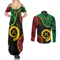 Personalised Vanuatu 44th Anniversary Couples Matching Summer Maxi Dress and Long Sleeve Button Shirt Tugeta Yumi Selebretem Indipendens Dei