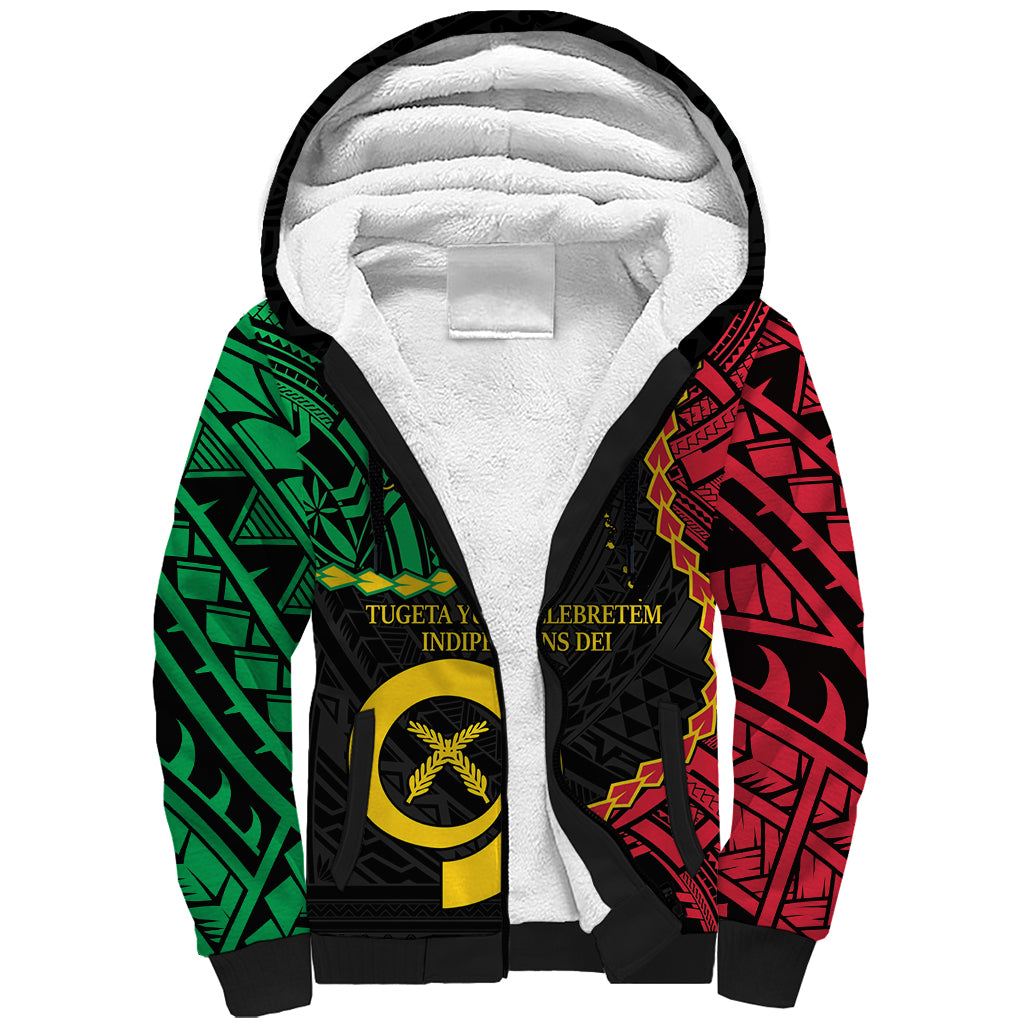 Personalised Vanuatu 44th Anniversary Sherpa Hoodie Tugeta Yumi Selebretem Indipendens Dei