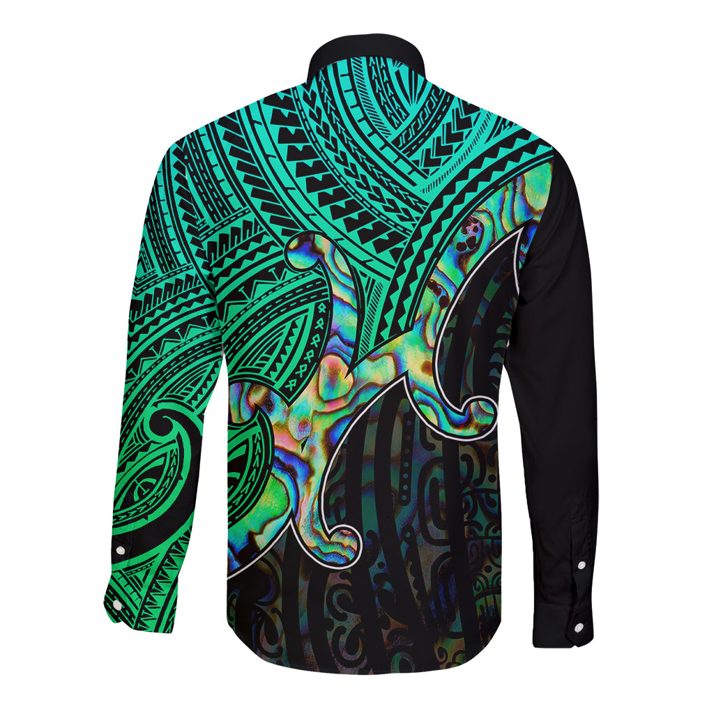 Aotearoa Papua Shell Long Sleeve Button Shirt Maori Tribal Pattern LT9 - Polynesian Pride