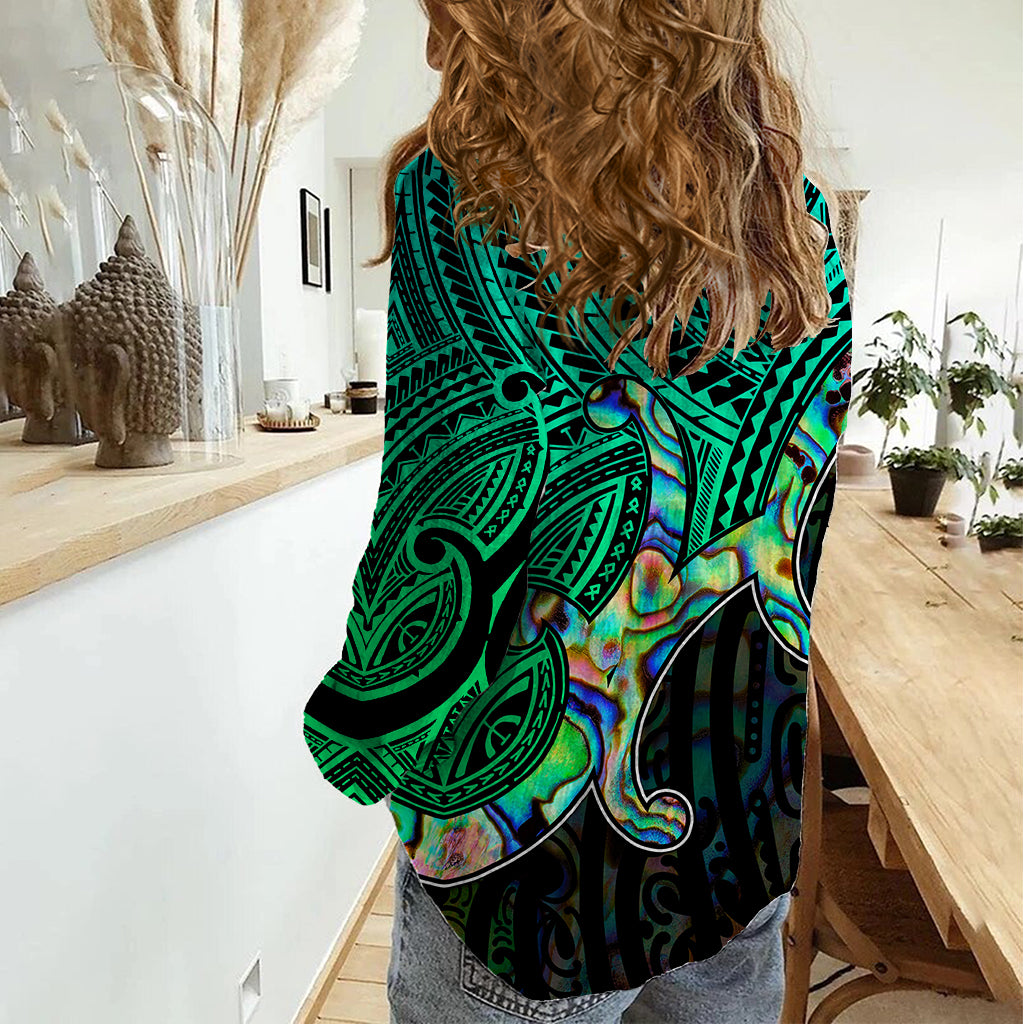 Custom Aotearoa Papua Shell Women Casual Shirt Maori Tribal Pattern LT9 - Polynesian Pride