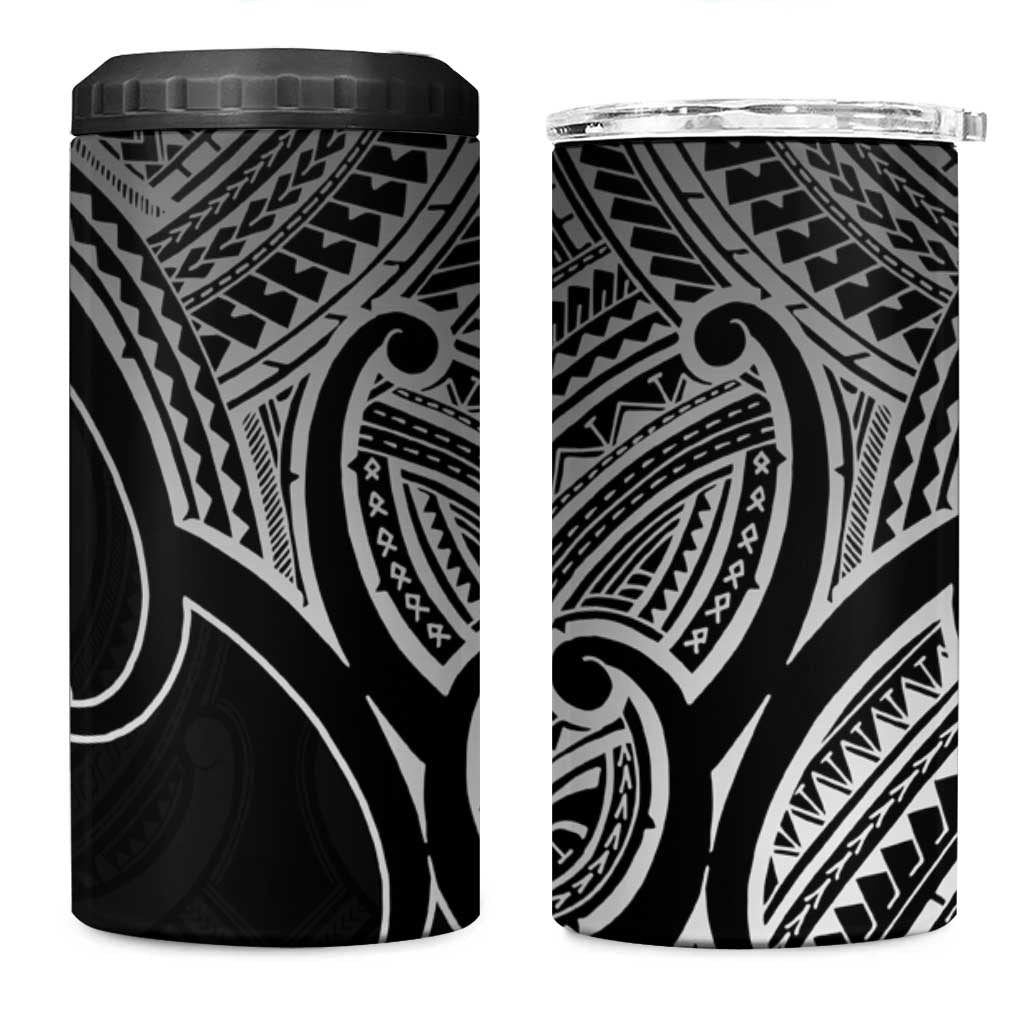 Aotearoa Maori Koru 4 in 1 Can Cooler Tumbler Black Polynesian Pacific Tribal