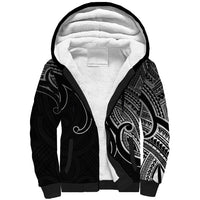 Aotearoa Maori Koru Sherpa Hoodie Polynesian Pacific Tribal - Black LT9 Unisex Black - Polynesian Pride