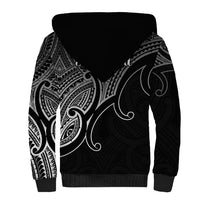 Aotearoa Maori Koru Sherpa Hoodie Polynesian Pacific Tribal - Black LT9 - Polynesian Pride