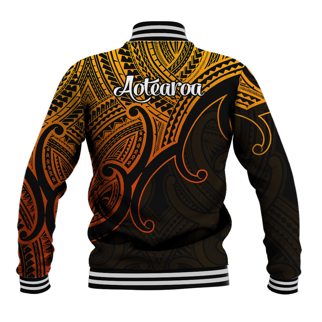 Aotearoa Maori Koru Baseball Jacket Polynesian Pacific Tribal - Gold LT9 - Polynesian Pride