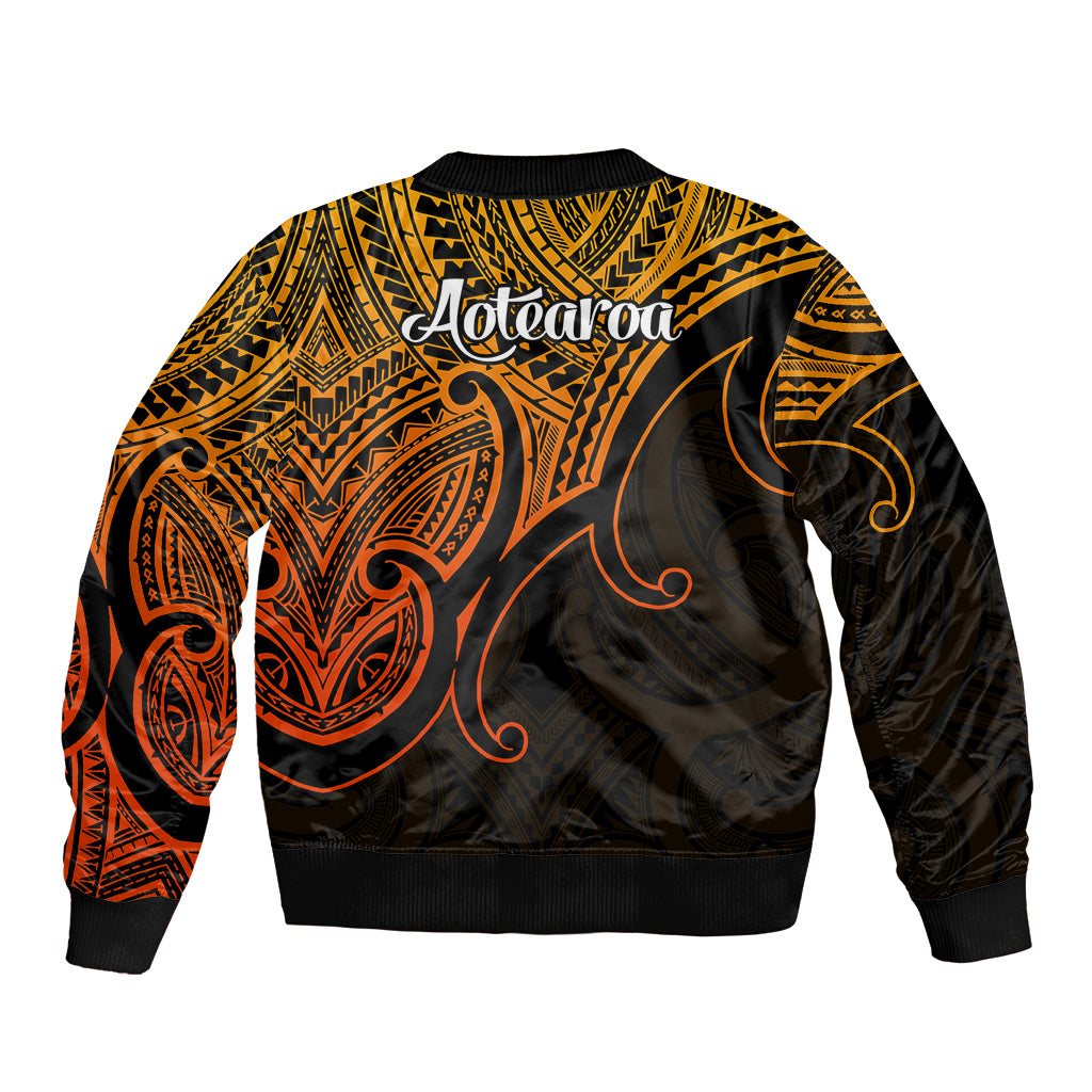 Aotearoa Maori Koru Bomber Jacket Polynesian Pacific Tribal - Gold LT9 - Polynesian Pride