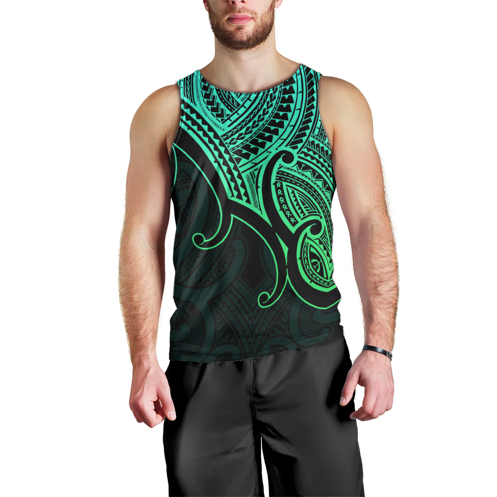 Aotearoa Maori Koru Men Tank Top Polynesian Pacific Tribal - Green LT9 - Polynesian Pride