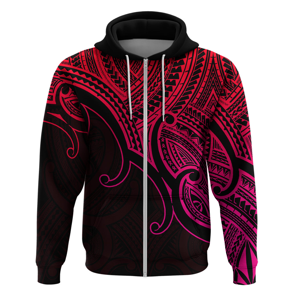 Aotearoa Maori Koru Hoodie Polynesian Pacific Tribal Pink LT9 Zip Hoodie Pink - Polynesian Pride