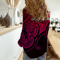 Aotearoa Maori Koru Women Casual Shirt Polynesian Pacific Tribal - Pink LT9 - Polynesian Pride