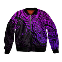 Aotearoa Maori Koru Bomber Jacket Polynesian Pacific Tribal - Purple LT9 Unisex Purple - Polynesian Pride