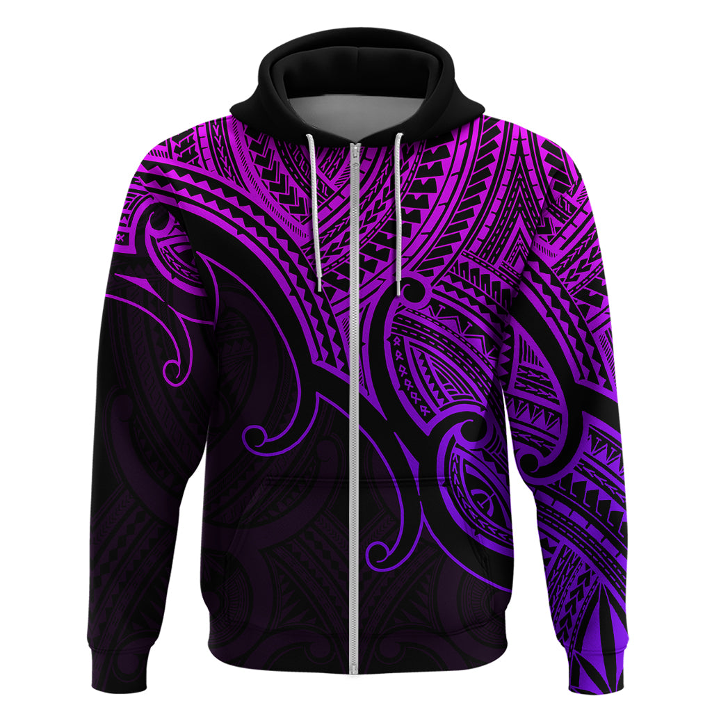 Aotearoa Maori Koru Hoodie Polynesian Pacific Tribal Purple LT9 Zip Hoodie Purple - Polynesian Pride