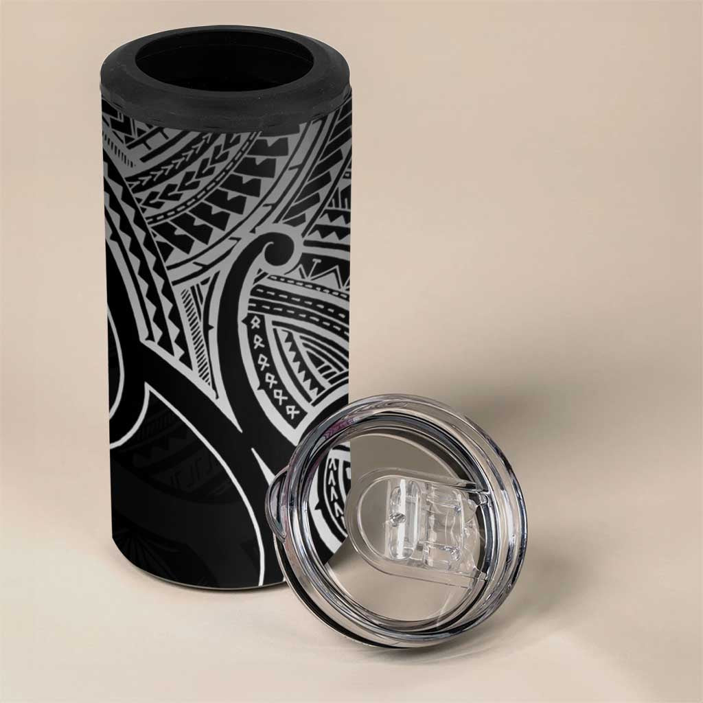 Personalised Aotearoa Papua Shell 4 in 1 Can Cooler Tumbler Black Polynesian Pacific Tribal