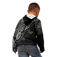 Custom Aotearoa Maori Koru Kid Hoodie Polynesian Pacific Tribal - Black LT9 - Polynesian Pride