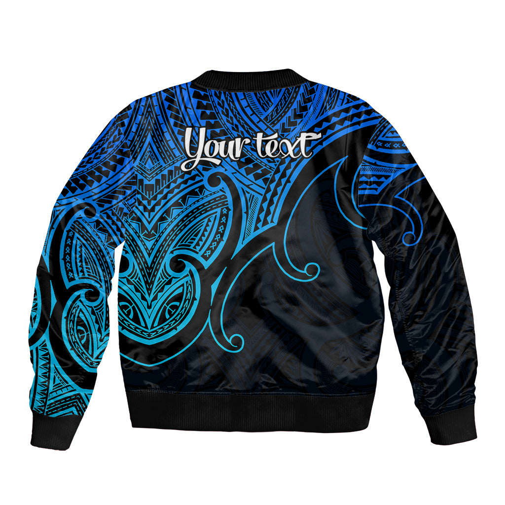 Custom Aotearoa Maori Koru Bomber Jacket Polynesian Pacific Tribal - Blue LT9 - Polynesian Pride