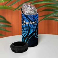 Personalised Aotearoa Papua Shell 4 in 1 Can Cooler Tumbler Blue Polynesian Pacific Tribal