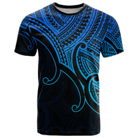 Custom Aotearoa Maori Koru T Shirt Polynesian Pacific Tribal Blue LT9 Blue - Polynesian Pride