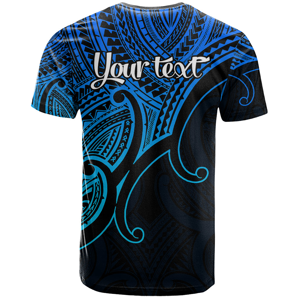Custom Aotearoa Maori Koru T Shirt Polynesian Pacific Tribal Blue LT9 - Polynesian Pride