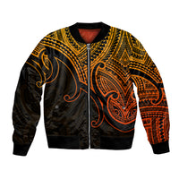 Custom Aotearoa Maori Koru Bomber Jacket Polynesian Pacific Tribal - Gold LT9 Unisex Gold - Polynesian Pride