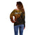 Custom Aotearoa Maori Koru Off Shoulder Sweater Polynesian Pacific Tribal - Gold LT9 - Polynesian Pride