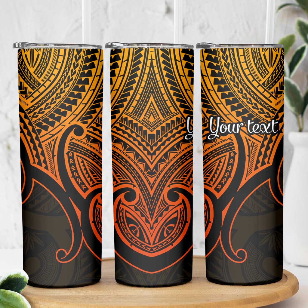 Personalised Aotearoa Papua Shell Skinny Tumbler Gold Polynesian Pacific Tribal