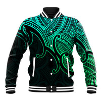 Custom Aotearoa Maori Koru Baseball Jacket Polynesian Pacific Tribal - Green LT9 Unisex Green - Polynesian Pride