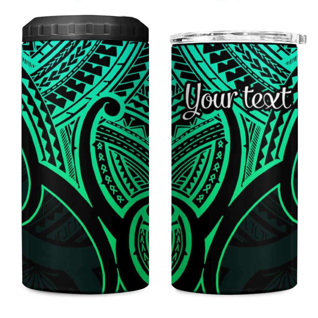 Personalised Aotearoa Papua Shell 4 in 1 Can Cooler Tumbler Green Polynesian Pacific Tribal