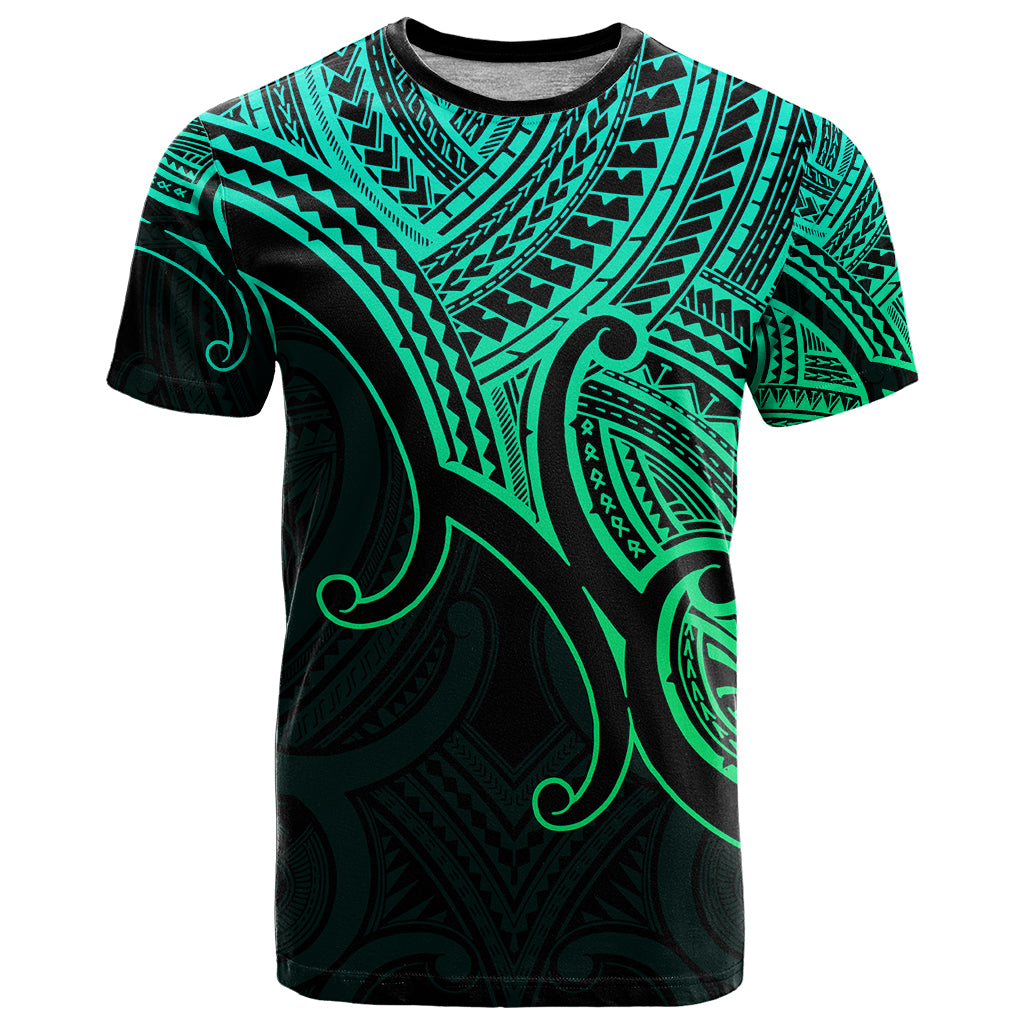 Custom Aotearoa Maori Koru T Shirt Polynesian Pacific Tribal Green LT9 Green - Polynesian Pride