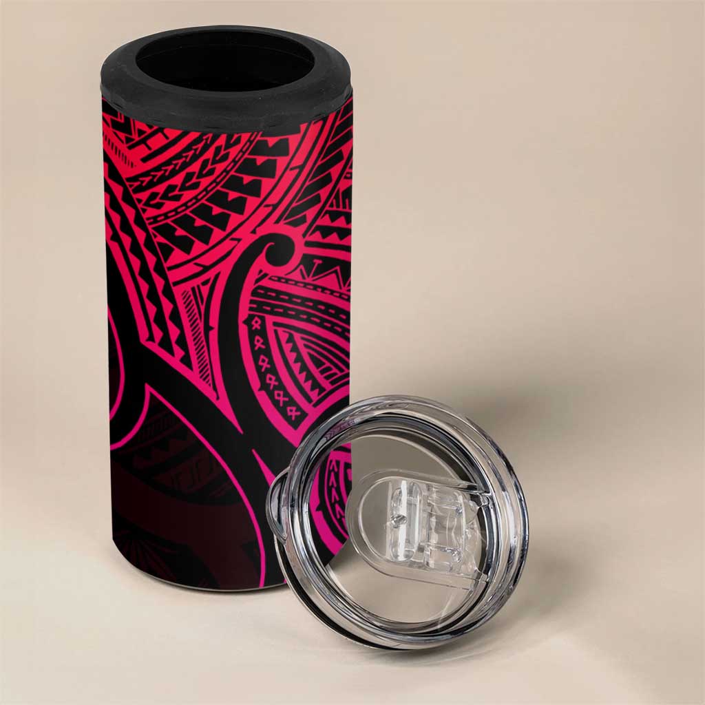 Personalised Aotearoa Papua Shell 4 in 1 Can Cooler Tumbler Pink Polynesian Pacific Tribal