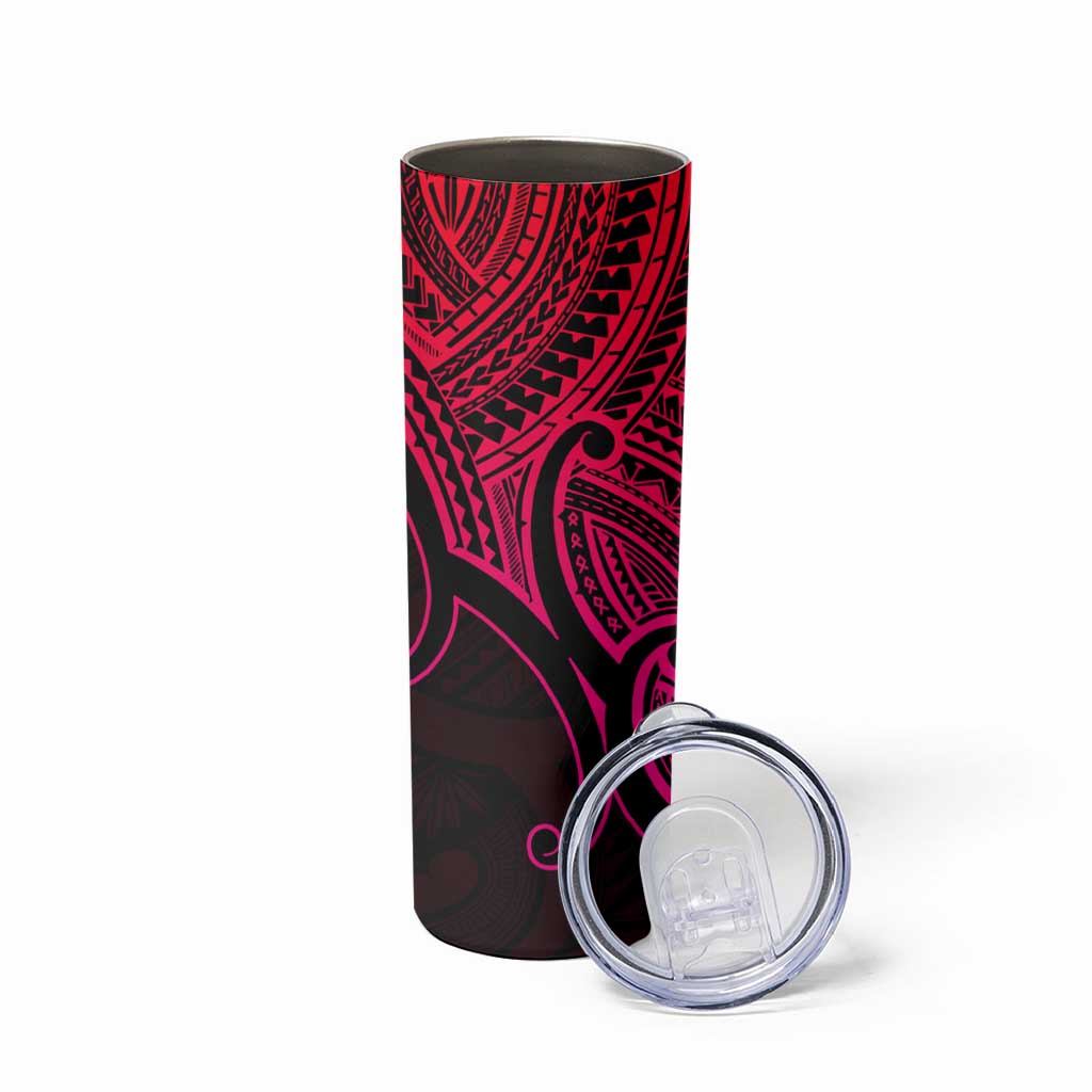 Personalised Aotearoa Papua Shell Skinny Tumbler Pink Polynesian Pacific Tribal