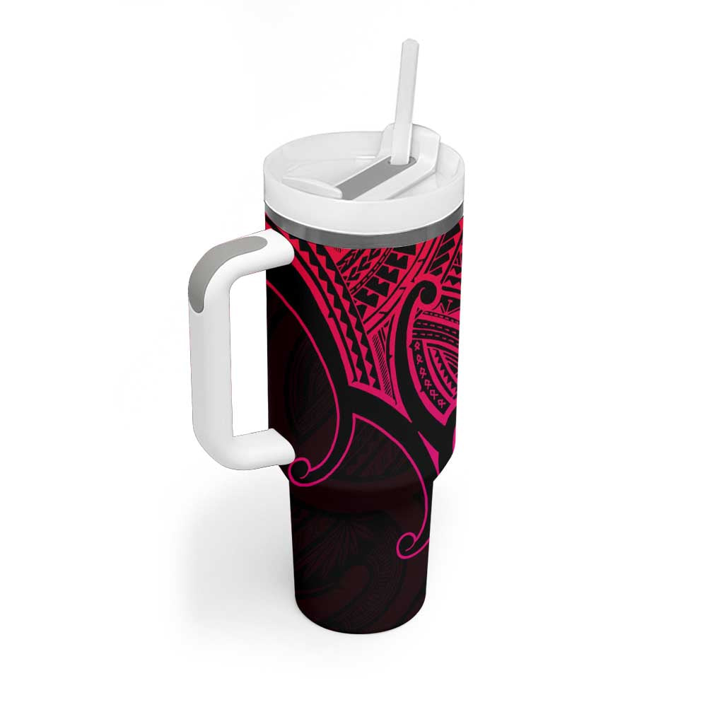 Personalised Aotearoa Papua Shell Tumbler With Handle Pink Polynesian Pacific Tribal