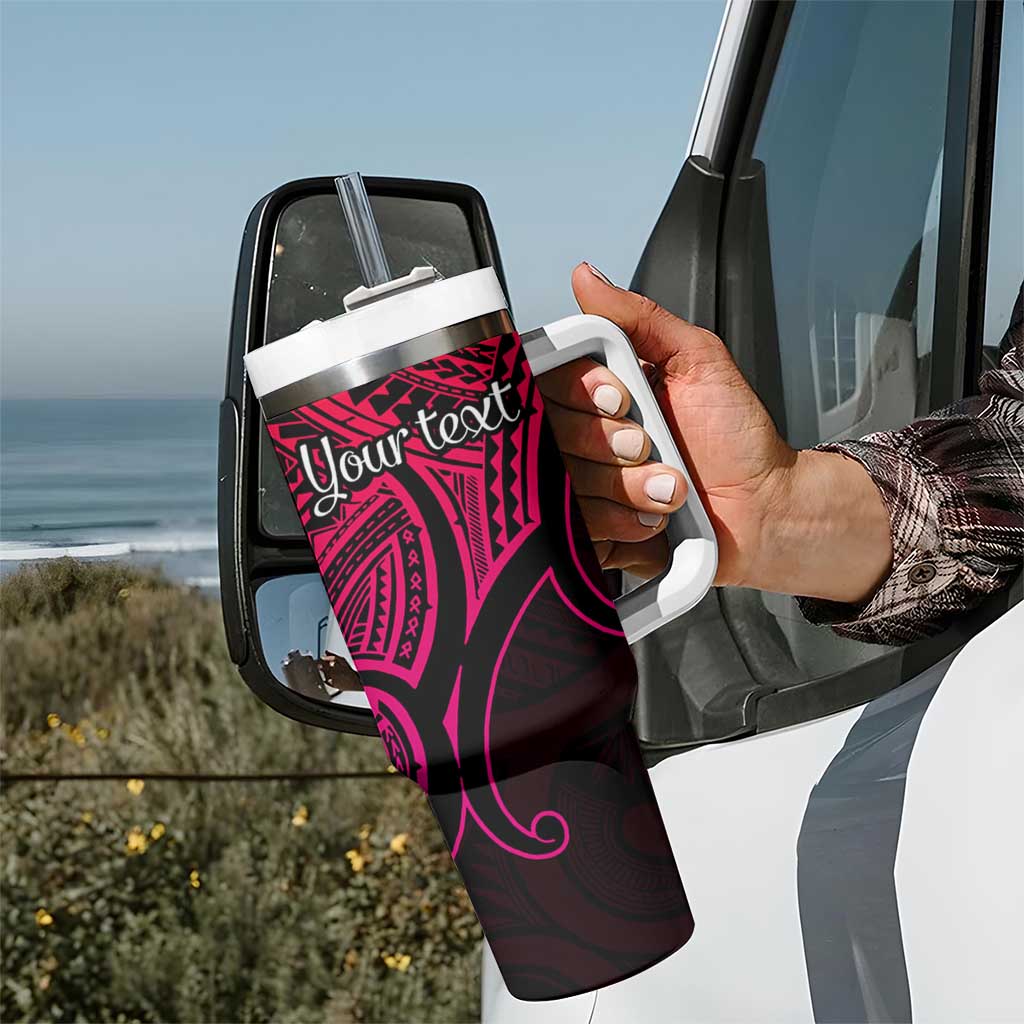 Personalised Aotearoa Papua Shell Tumbler With Handle Pink Polynesian Pacific Tribal
