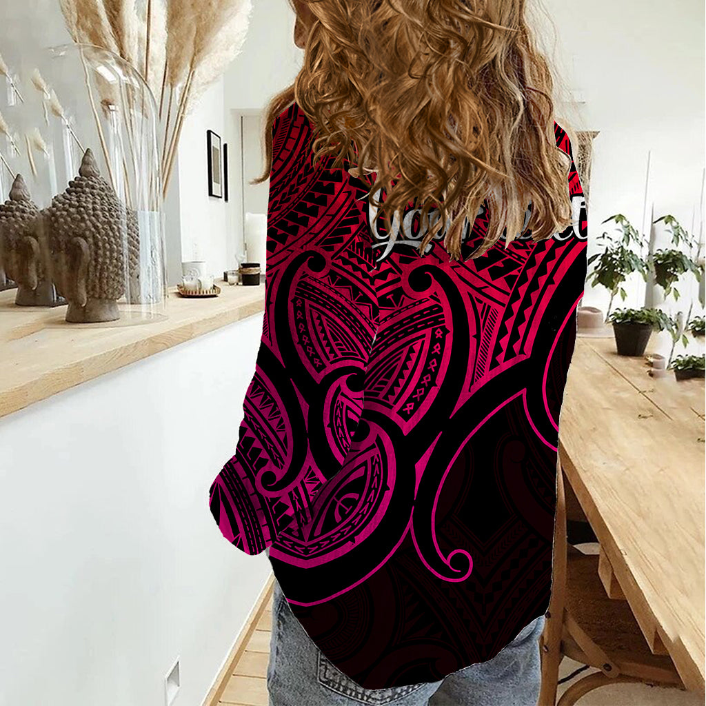 Custom Aotearoa Maori Koru Women Casual Shirt Polynesian Pacific Tribal - Pink LT9 - Polynesian Pride
