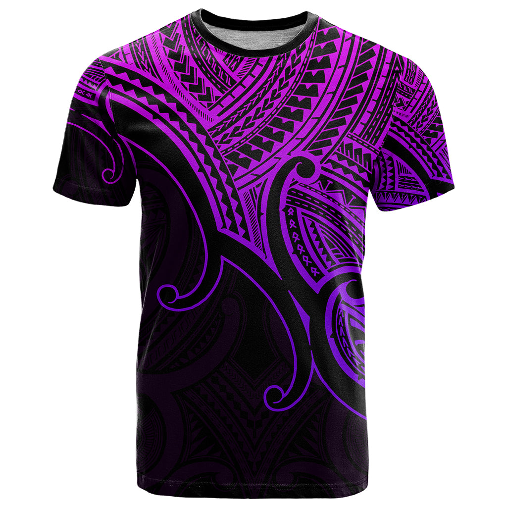 Custom Aotearoa Maori Koru T Shirt Polynesian Pacific Tribal Purple LT9 Purple - Polynesian Pride