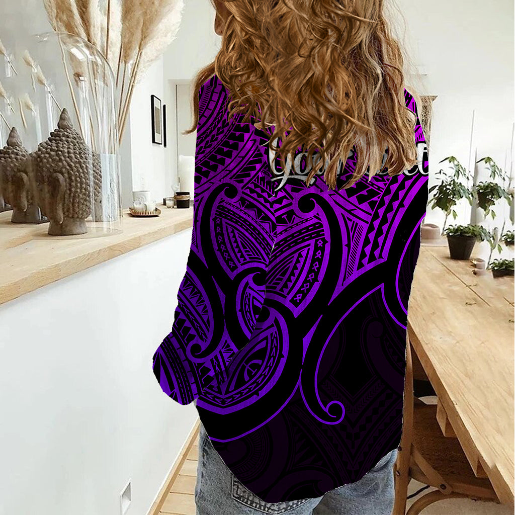 Custom Aotearoa Maori Koru Women Casual Shirt Polynesian Pacific Tribal - Purple LT9 - Polynesian Pride