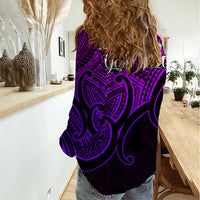 Custom Aotearoa Maori Koru Women Casual Shirt Polynesian Pacific Tribal - Purple LT9 - Polynesian Pride