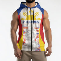 Philippines Flag Day Sleeveless Zip Hoodie Filipino Feather Pattern