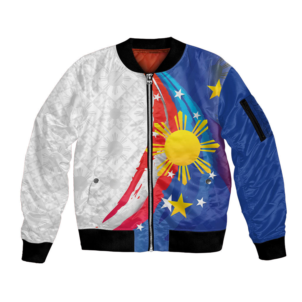 Philippines Flag Day Sleeve Zip Bomber Jacket Filipino Pride Shines Bright On Flag Day