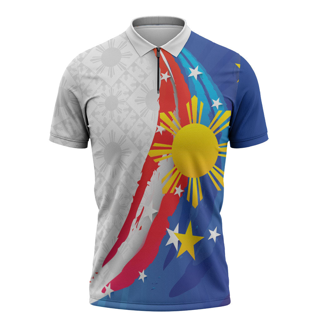 Philippines Flag Day Zipper Polo Shirt Filipino Pride Shines Bright On Flag Day LT9 White - Polynesian Pride
