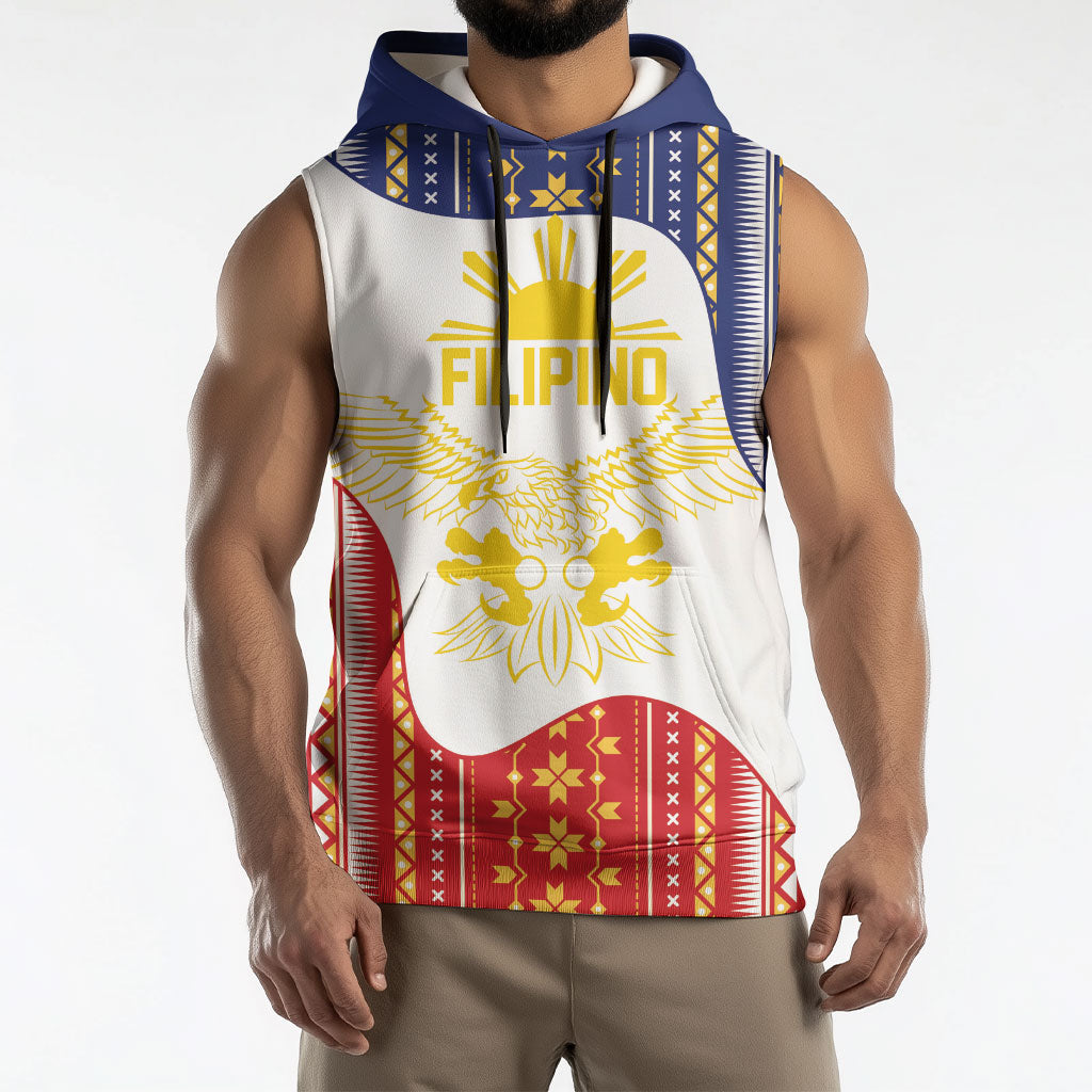 Philippines Flag Day Sleeveless Hoodie Filipino Traditional Igorot Tribal Pattern