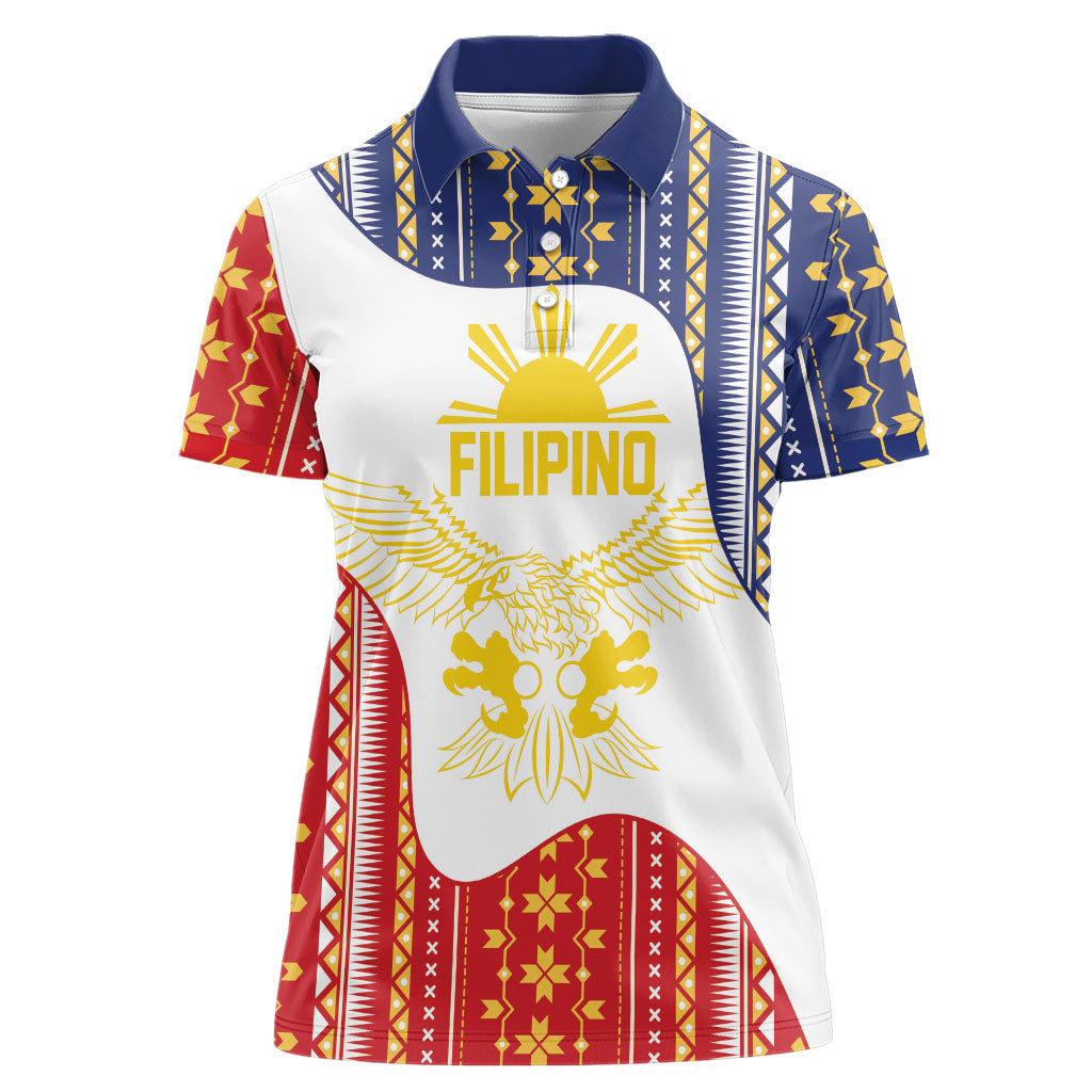 Philippines Flag Day Women Polo Shirt Filipino Traditional Igorot Tribal Pattern