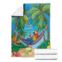 5 Oclock Somewhere Blanket Hawaii Parrots Cocktail Summer Beach Vibe - Polynesian Pride